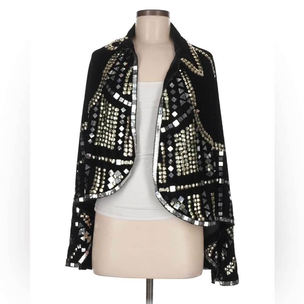 Free People Encore Embellished Velvet Cape NWT - Picture 5 of 14